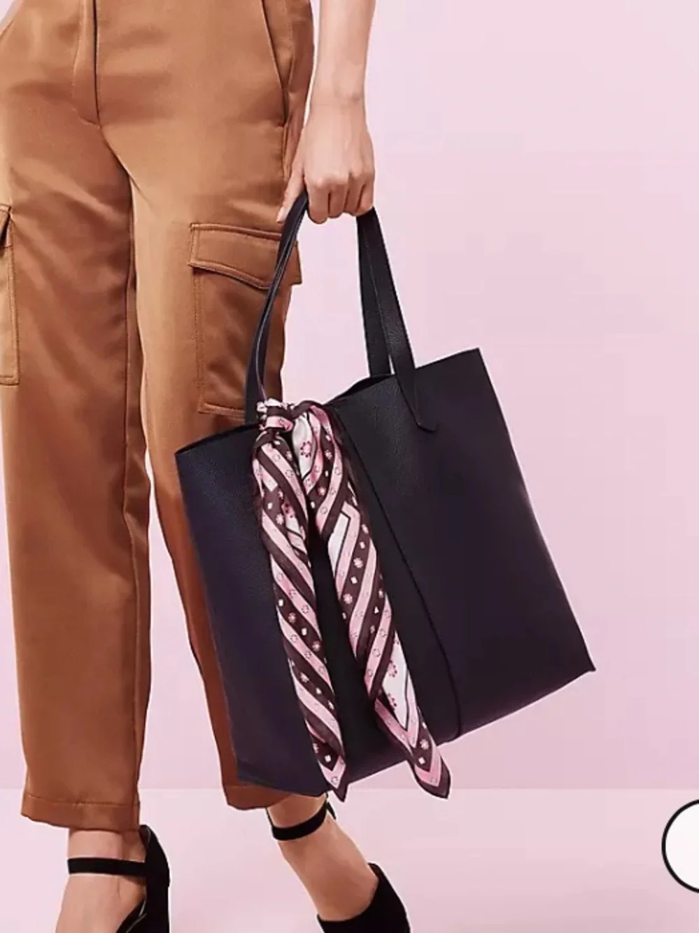 Ann Taylor Loft black leather tote bag